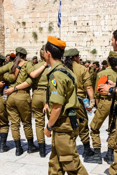 Єрусалим Ізраїль Травня 2018 Подання Ізраїльських Солдатів Братства Церемонії Старе — стокове фото