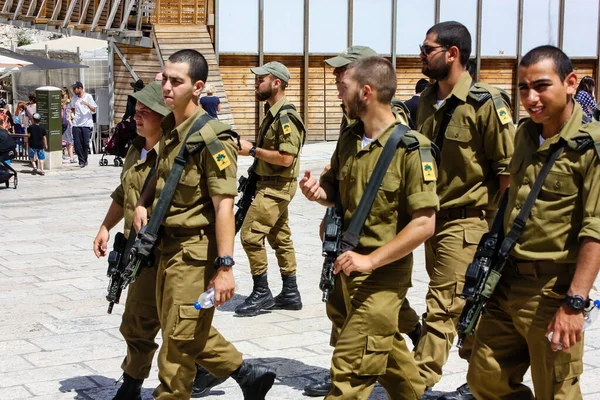 2017 Jerusalem Israel May 2018 View Israel Soldiers Walking Western — 스톡 사진