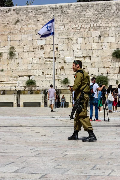 2017 Jerusalem Israel May 2018 View Israel Soldiers Walking Western — 스톡 사진