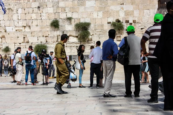 2017 Jerusalem Israel May 2018 View Israel Soldiers Walking Western — 스톡 사진