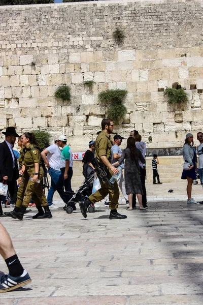 2017 Jerusalem Israel May 2018 View Israel Soldiers Walking Western — 스톡 사진