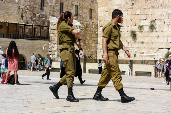 2017 Jerusalem Israel May 2018 View Israel Soldiers Walking Western — 스톡 사진