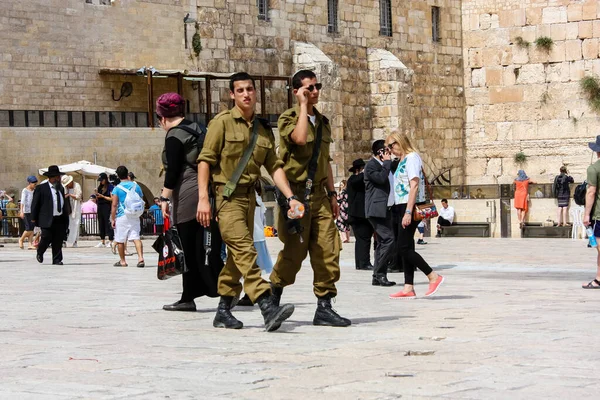 2017 Jerusalem Israel May 2018 View Israel Soldiers Walking Western — 스톡 사진