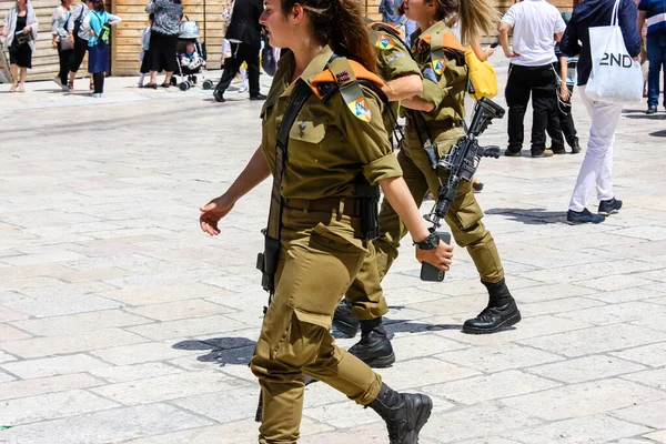 Jerusalem Israel May 2018 View Israeli Soldiers Walking Western Wall — Stock Photo, Image