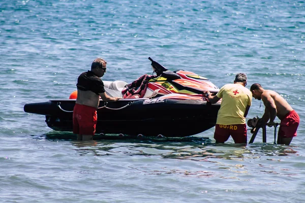 Λεμεσός Κύπρος Ιουνίου 2020 Άποψη Αγνώστων Ναυαγοσώστών Στην Παραλία Της — Φωτογραφία Αρχείου