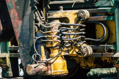 Limasol Kıbrıs 3 Haziran 2020 Limasol 'da bir inşaat sahasında park etmiş eski bir JCB buldozerinin görüntüsü