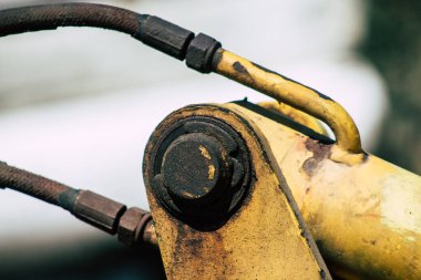 Limasol Kıbrıs 3 Haziran 2020 Limasol 'da bir inşaat sahasında park etmiş eski bir JCB buldozerinin görüntüsü