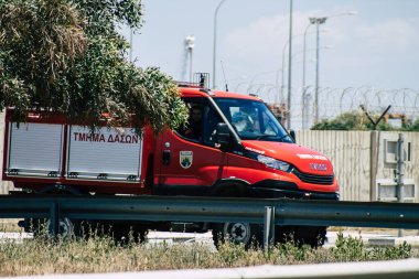 Kıbrıs Rum Kesimi 3 Haziran 2020 Kıbrıs Rum Kesimi 'nde Limasol caddelerinde itfaiye aracı görülüyor