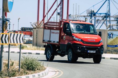 Kıbrıs Rum Kesimi 3 Haziran 2020 Kıbrıs Rum Kesimi 'nde Limasol caddelerinde itfaiye aracı görülüyor