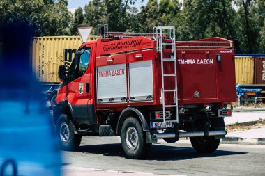 Kıbrıs Rum Kesimi 3 Haziran 2020 Kıbrıs Rum Kesimi 'nde Limasol caddelerinde itfaiye aracı görülüyor