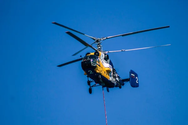 Limassol Zypern Juni 2020 Blick Auf Einen Hubschrauber Über Dem — Stockfoto