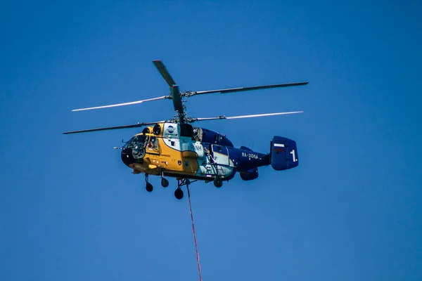 Limassol Chypre Juin 2020 Vue Hélicoptère Bombardement Eau Dessus Mer — Photo