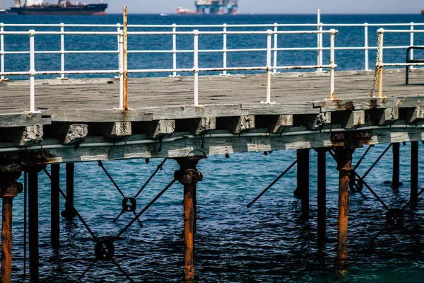 Limassol Cyprus June 2020 View Renovated Wooden Pier Extensions Allowing — Stock Photo, Image