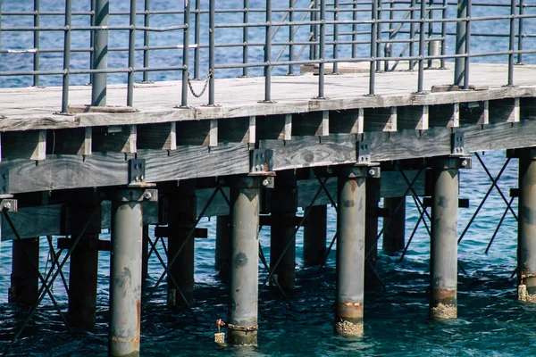 Limassol Cyprus June 2020 View Renovated Wooden Pier Extensions Allowing — Stock Photo, Image