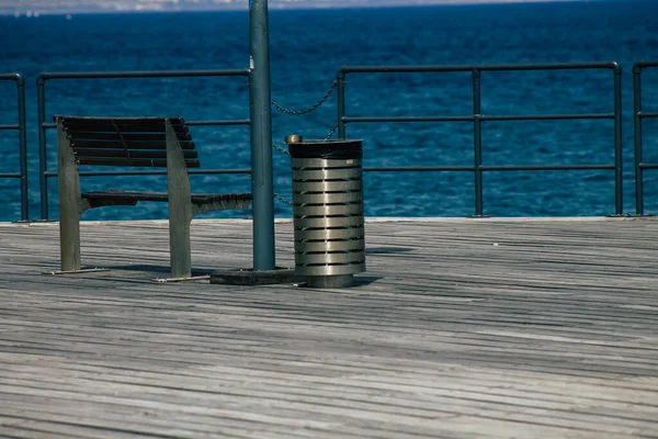 Limassol Cyprus June 2020 View Renovated Wooden Pier Extensions Allowing — Stock Photo, Image