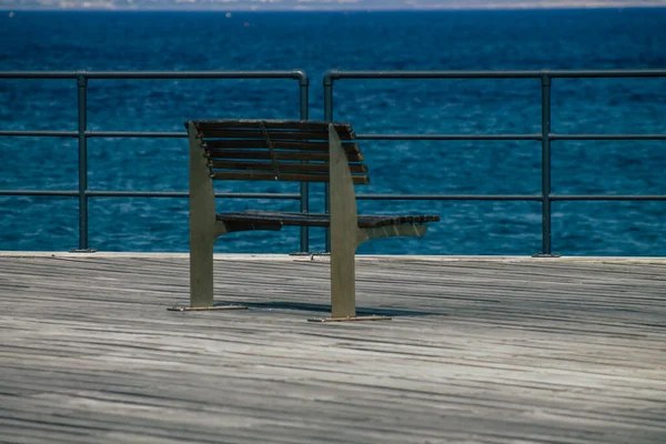 Limassol Cyprus June 2020 View Renovated Wooden Pier Extensions Allowing — Stock Photo, Image