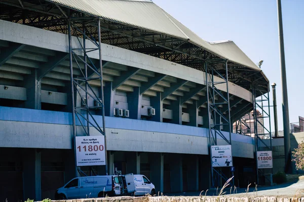 Limassol Cyprus Juni 2020 Zicht Buitenkant Van Het Voetbalstadion Stad — Stockfoto