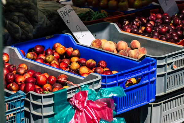 Limassol Cyprus June 2020 View Various Fresh Fruits Sold Market — Zdjęcie stockowe