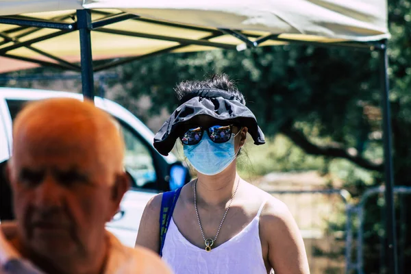Limassol Cyprus June 2020 Portrait Unidentified People Face Mask Protect — Φωτογραφία Αρχείου
