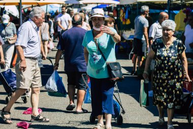 Limassol Cyprus June 13, 2020 Portrait of unidentified people shopping at the Limassol market in the morning