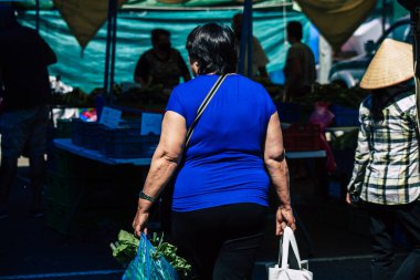 Limassol Cyprus June 13, 2020 Portrait of unidentified people shopping at the Limassol market in the morning