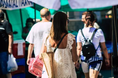 Limassol Cyprus June 13, 2020 Portrait of unidentified people shopping at the Limassol market in the morning