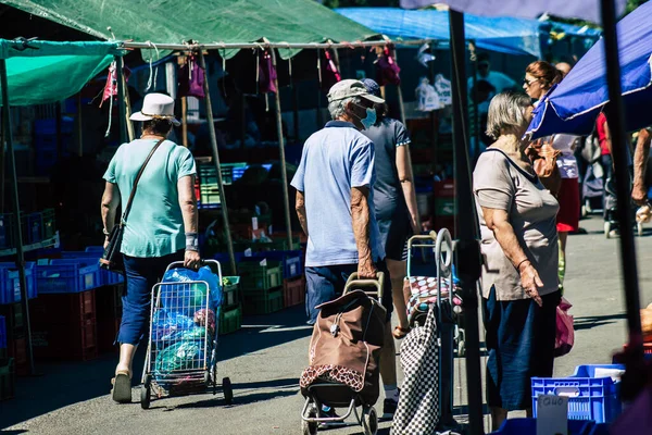 Limassol Chipre Junio 2020 Retrato Personas Identificadas Comprando Mercado Limassol — Foto de Stock