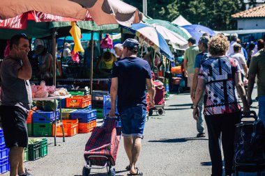 Limassol Cyprus June 13, 2020 Portrait of unidentified people shopping at the Limassol market in the morning