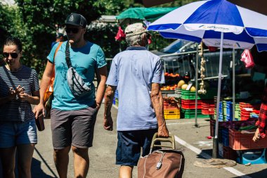 Limassol Cyprus June 13, 2020 Portrait of unidentified people shopping at the Limassol market in the morning