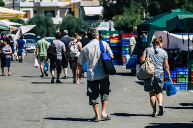 Limassol Cyprus June 13, 2020 Portrait of unidentified people shopping at the Limassol market in the morning
