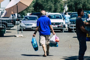 Limassol Cyprus June 13, 2020 Portrait of unidentified people shopping at the Limassol market in the morning