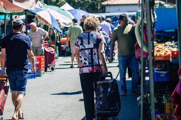 Limassol Cyprus June 13, 2020 Portrait of unidentified people shopping at the Limassol market in the morning