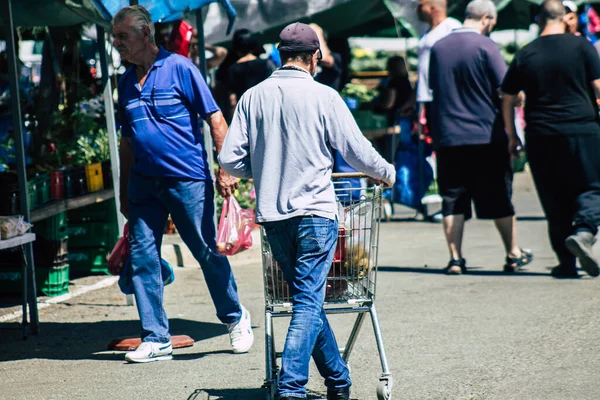 Limassol Chipre Junio 2020 Retrato Personas Identificadas Comprando Mercado Limassol — Foto de Stock