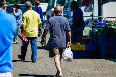 Limassol Cyprus June 13, 2020 Portrait of unidentified people shopping at the Limassol market in the morning