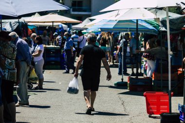 Limassol Cyprus June 13, 2020 Portrait of unidentified people shopping at the Limassol market in the morning