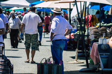 Limassol Cyprus June 13, 2020 Portrait of unidentified people shopping at the Limassol market in the morning