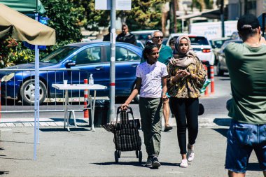 Limassol Cyprus June 13, 2020 Portrait of unidentified people shopping at the Limassol market in the morning
