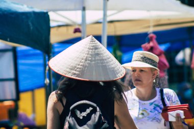 Limassol Cyprus June 13, 2020 Portrait of unidentified people shopping at the Limassol market in the morning