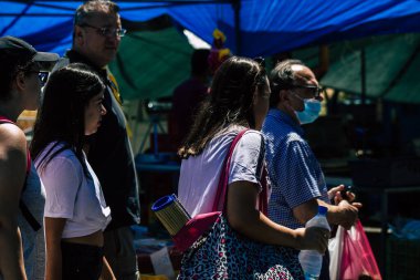 Limassol Cyprus June 13, 2020 Portrait of unidentified people shopping at the Limassol market in the morning
