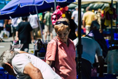 Limassol Cyprus June 13, 2020 Portrait of unidentified people shopping at the Limassol market in the morning