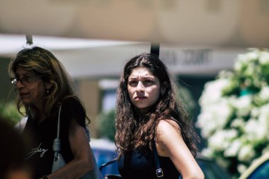Limassol Cyprus June 13, 2020 Portrait of unidentified people shopping at the Limassol market in the morning