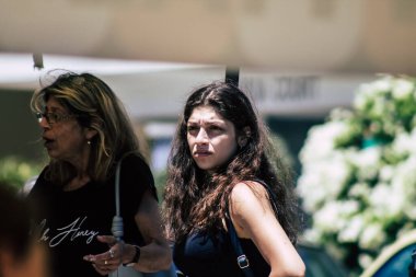 Limassol Cyprus June 13, 2020 Portrait of unidentified people shopping at the Limassol market in the morning