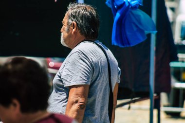 Limassol Cyprus June 13, 2020 Portrait of unidentified people shopping at the Limassol market in the morning
