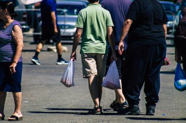 Limassol Cyprus June 13, 2020 Closeup of a shopping bag of an unidentified people shopping at Limassol market in the morning in Cyprus