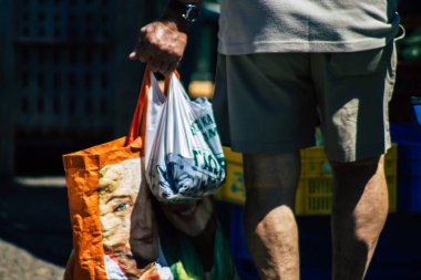Limassol Cyprus June 13, 2020 Closeup of a shopping bag of an unidentified people shopping at Limassol market in the morning in Cyprus