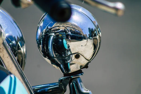 Limassol Cyprus June 2020 Closeup Mechanical Part Motorbike Parked Streets — Stock Photo, Image