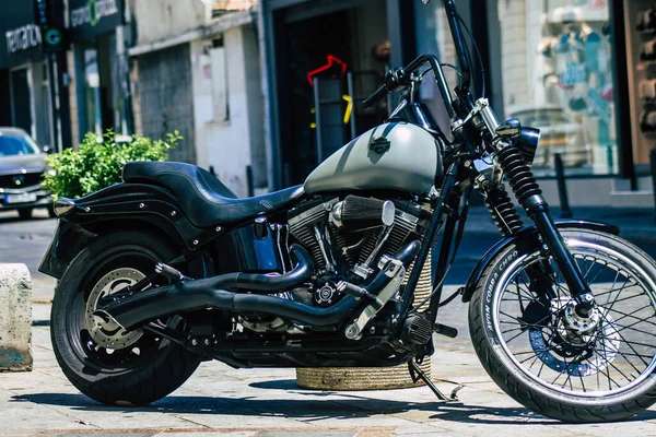 Limassol Cypern Juni 2020 Närbild Den Mekaniska Delen Motorcykel Parkerad — Stockfoto