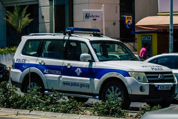 Limassol Cyprus Juni 2020 Zicht Een Traditionele Cypriotische Politieauto Die — Stockfoto