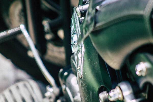 Limassol Cyprus June 21, 2020 Closeup of a motorbike parked in the streets of Limassol in Cyprus Island