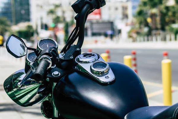 Limassol Chypre Juin 2020 Gros Plan Une Moto Garée Dans — Photo